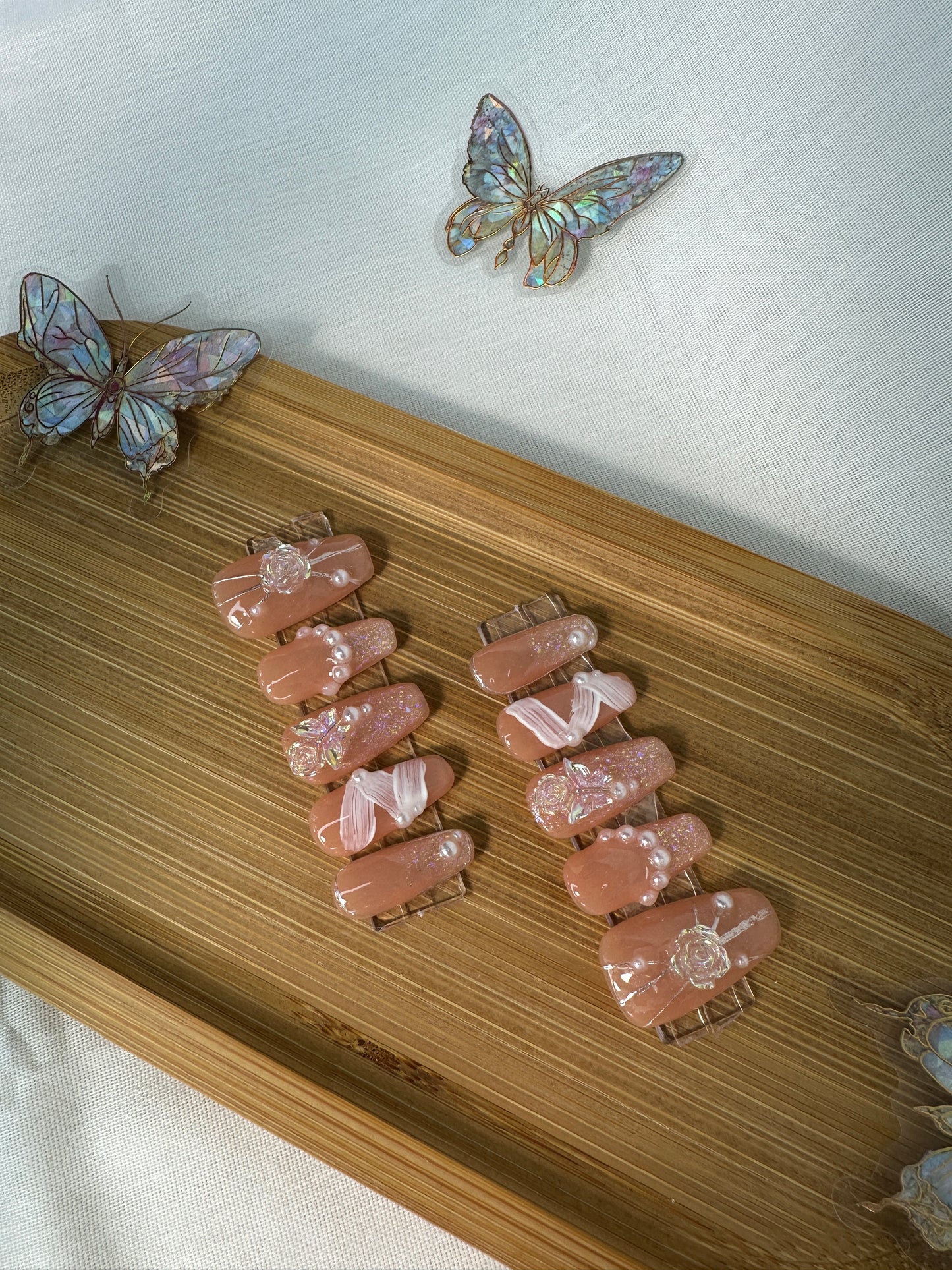 Flowers, pearls and butterflies